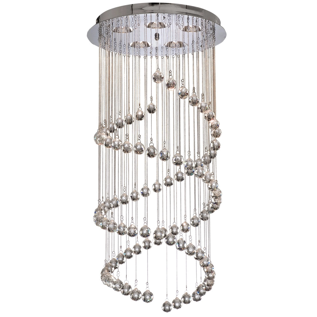 Lampadario Contemporaneo Corrider Acciaio Cromo Vetro 5 Luci G9