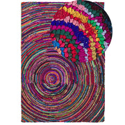 Tappeto Tessuto Multicolore con cotone 160 x 230 cm Rettangolare motivo astratto intrecciato a mano Boho