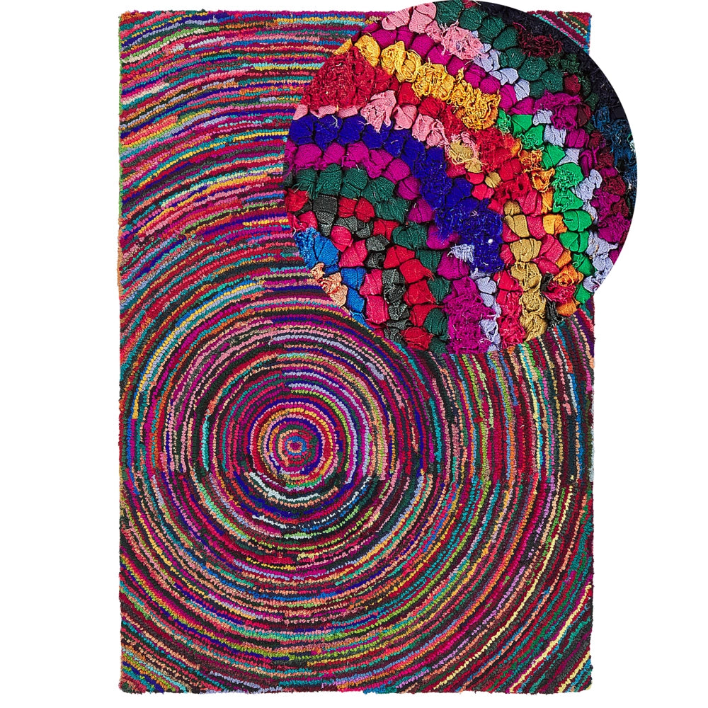 Tappeto Tessuto Multicolore con cotone 160 x 230 cm Rettangolare motivo astratto intrecciato a mano Boho