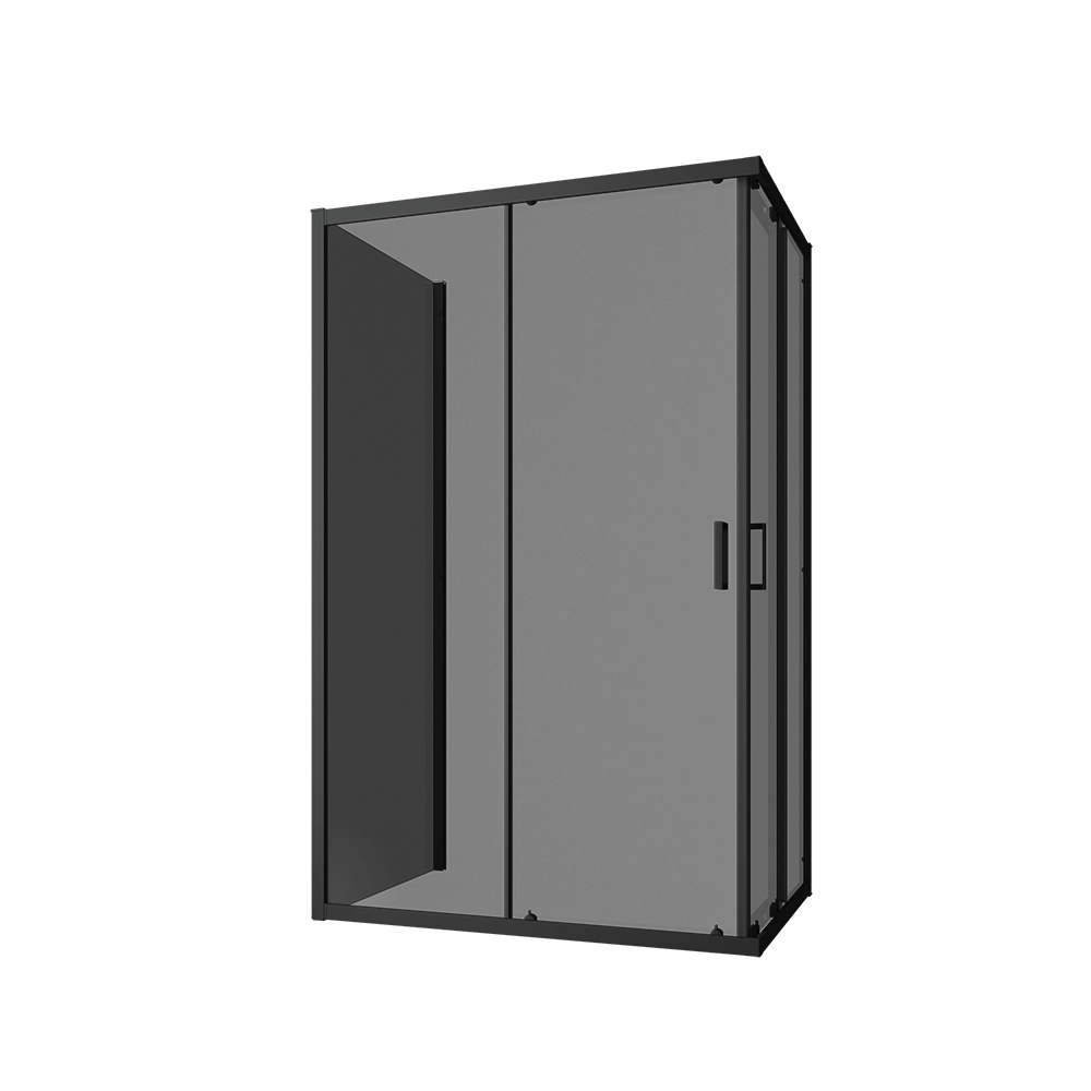 Box doccia nero opaco 3 lati 70x100x70cm con doppio scorrevole e vetro 6mm fumè h185cm | Tonga