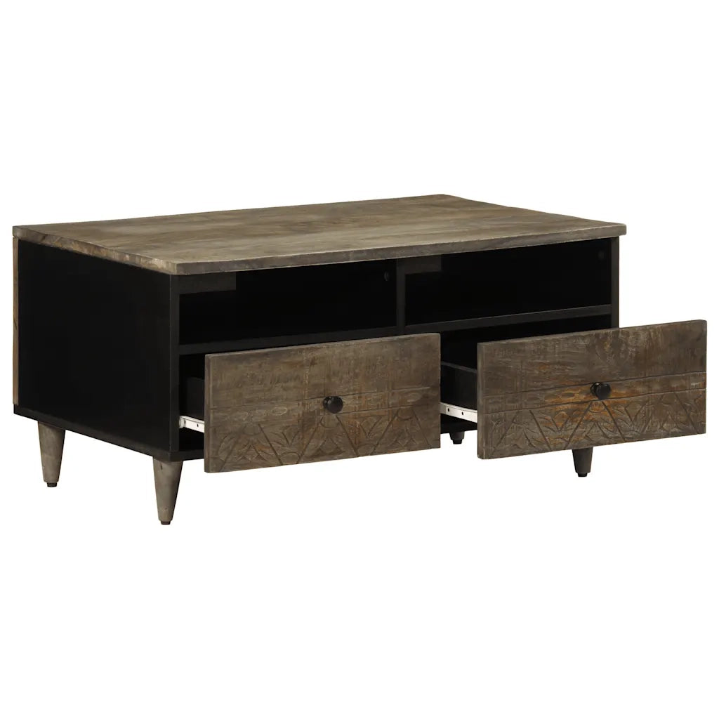 Tavolino Grigio Chiaro 80x54x40 cm in Legno Massello di Mango 4017805