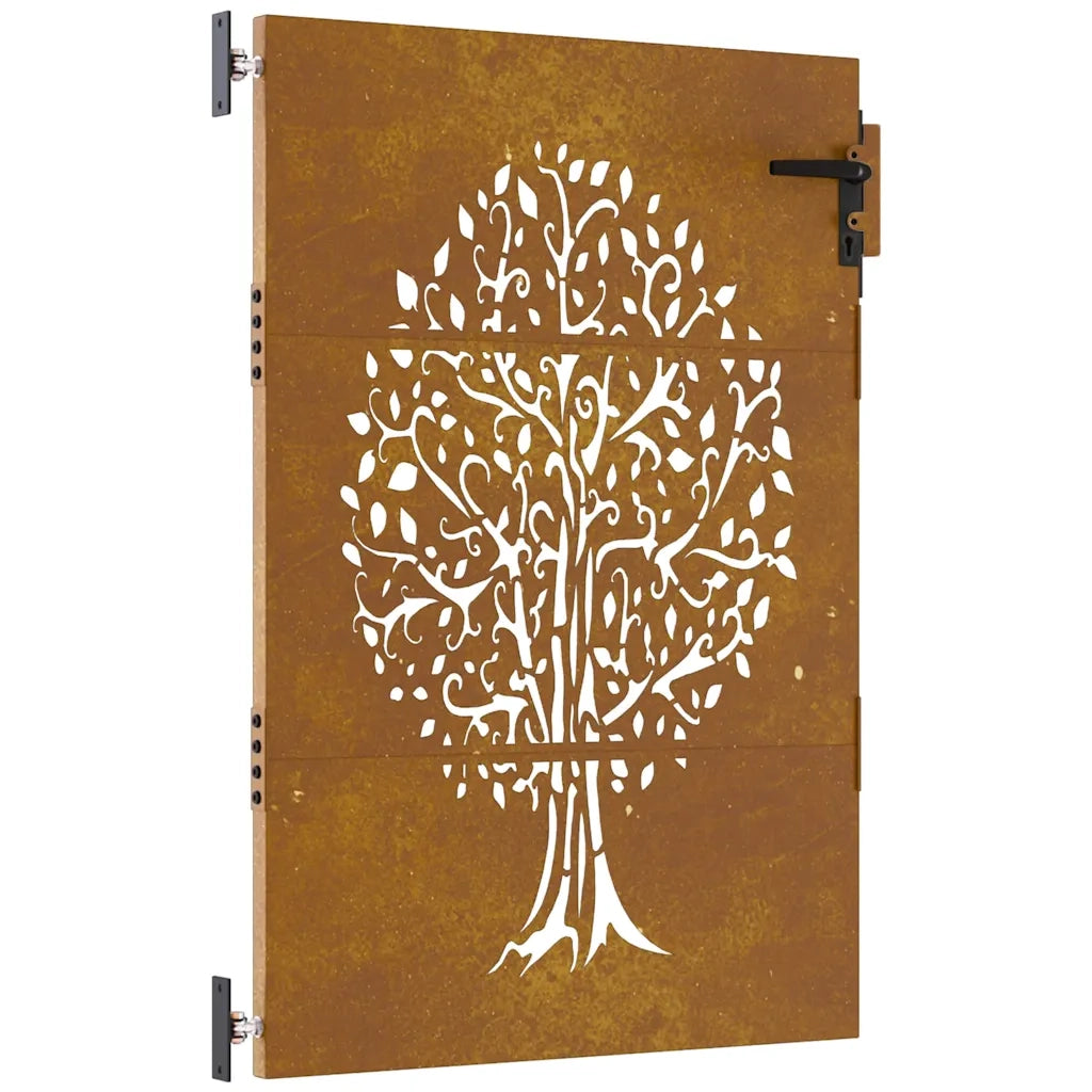 Cancello da giardino 85x125 cm in acciaio Corten con design ad albero 153210