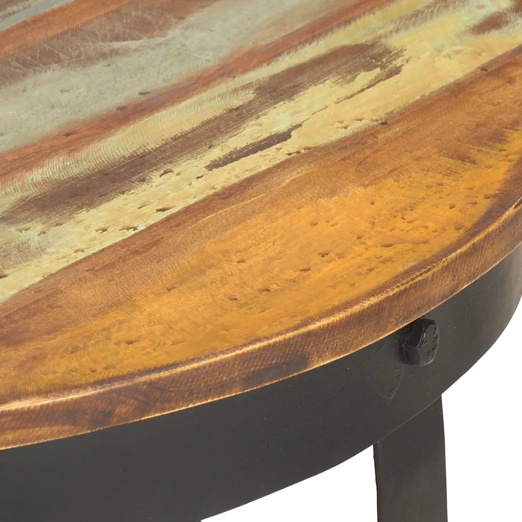 Tavolino da Salotto Ø68x43 cm in Legno Massello di Recupero 320796