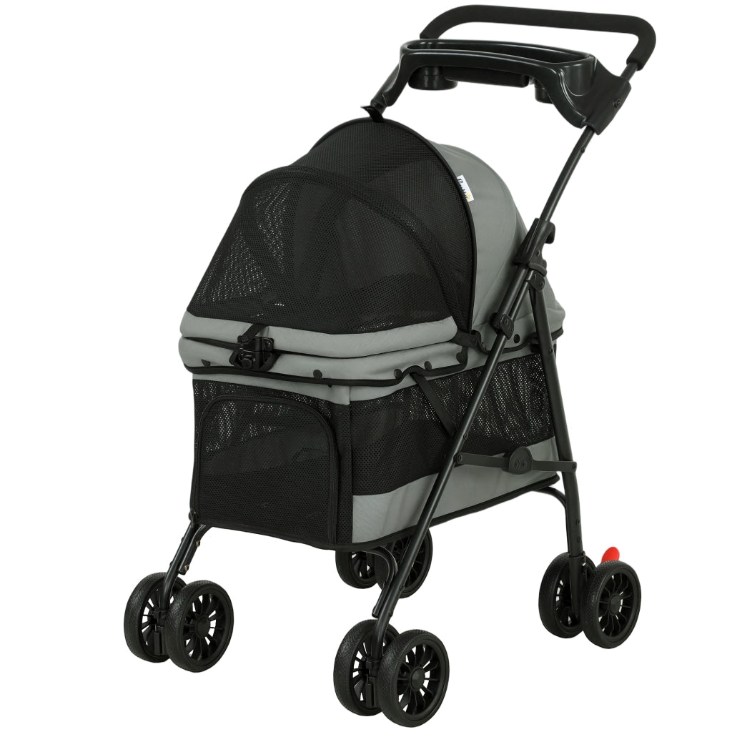 Carrello Trasporto Cane Pieghevole ¨C Zephmum ¨C Grigio 73x50x96cm