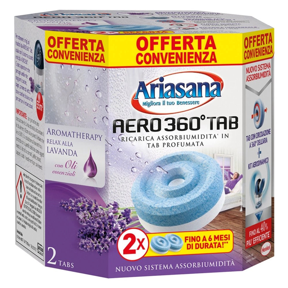 12cf ricarica assorbiumidita' 'ariasana aero 360â° bipac bipack (2 x gr.450) ino cod:ferx.8057275nlm
