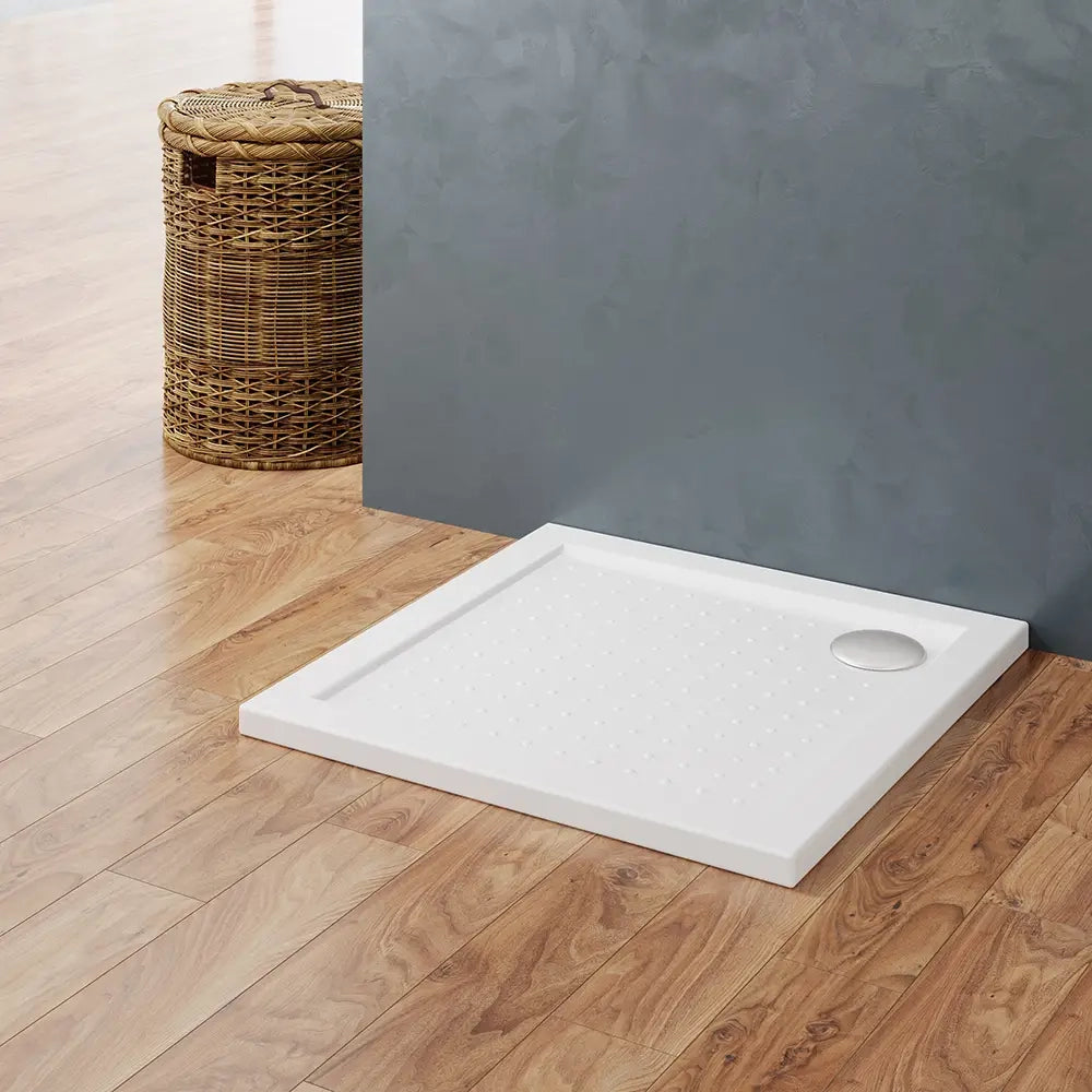 Piatto doccia 70x70 in acrilico bianco lucido design antiscivolo | Tikos