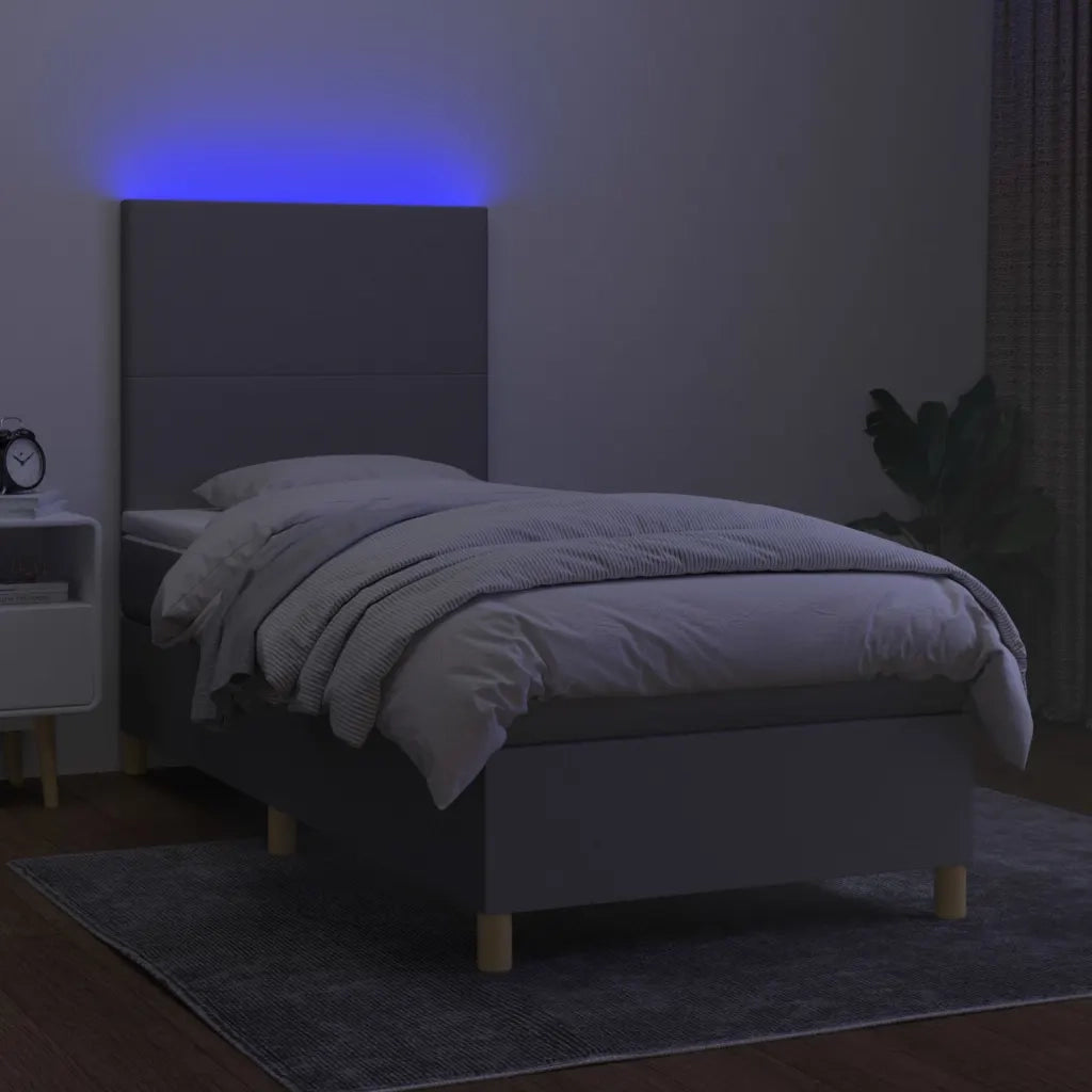 Letto a Molle Materasso e LED Grigio Chiaro 80x200 cm Tessuto cod mxl 49093