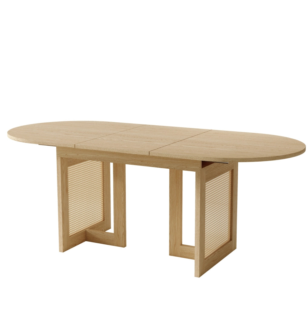 Tavolo da pranzo allungabile 160x80x75 cm con bordi arrotondati in MDF naturale