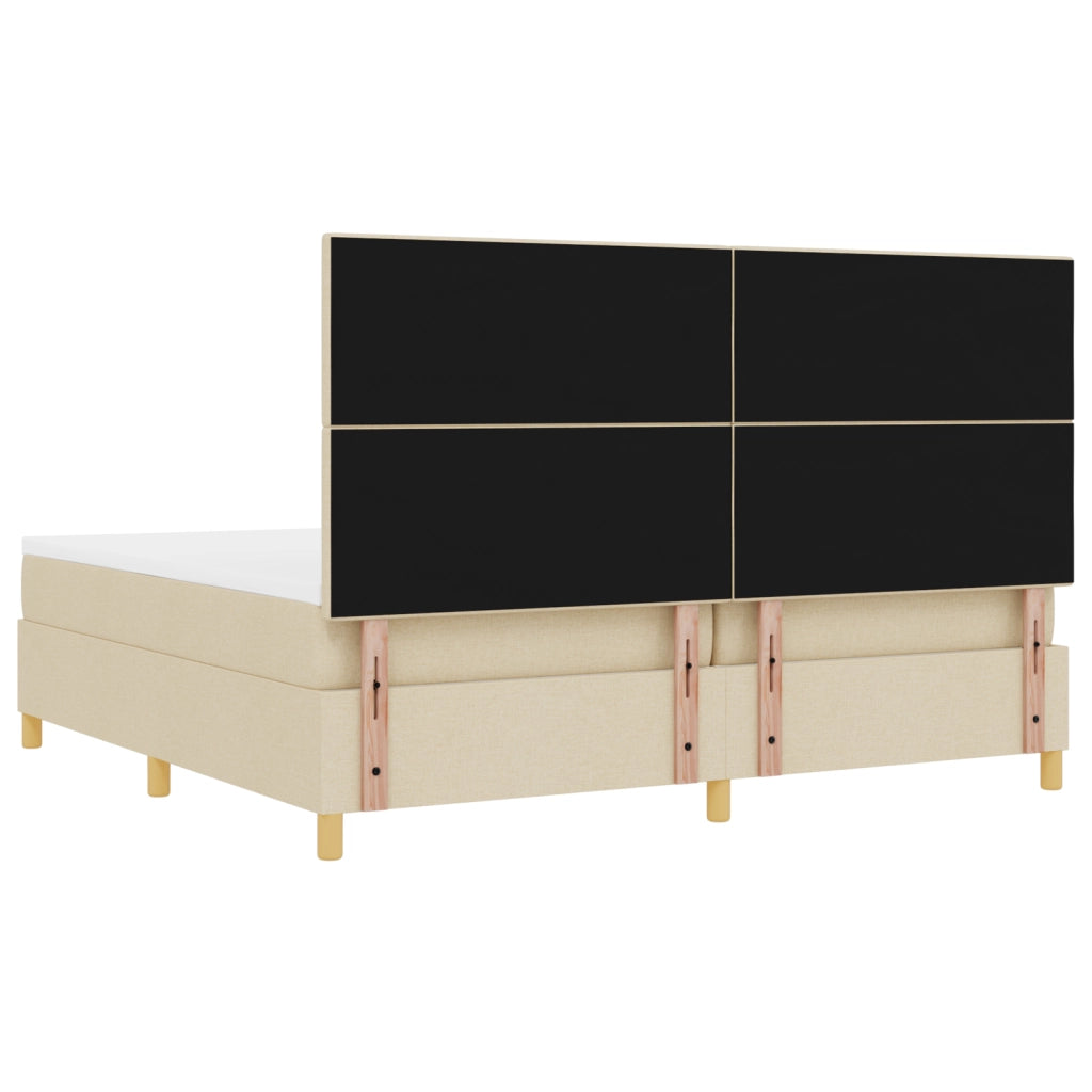 Letto Box Spring con Materasso e LED Crema 200x200 cm Tessuto