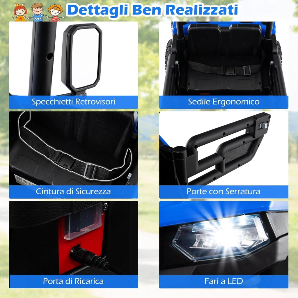 24V Camion Ribaltabile per Bambini, Auto Elettrica con Cassone Ribaltabile Telecomando Musica Storie Luci LED e Sospensioni a Molla, Macchina Elettrica per Bambini 3-8 Anni (Blu)