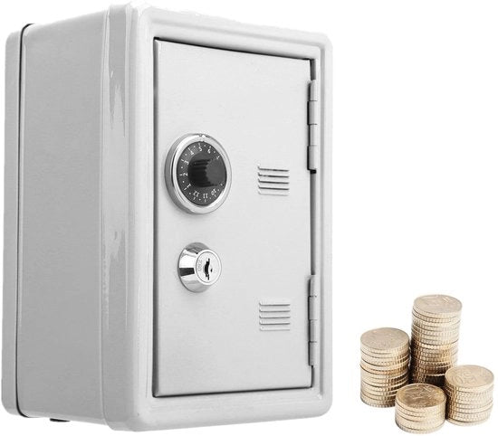 Cassa di Risparmio con Simulatore di Codice - Contenitore per Monete - Scatola di Stoccaggio in Metallo - Scatola di Stoccaggio Rimovibile - 18 x 12 cm - Sicura per Bambini e Adulti