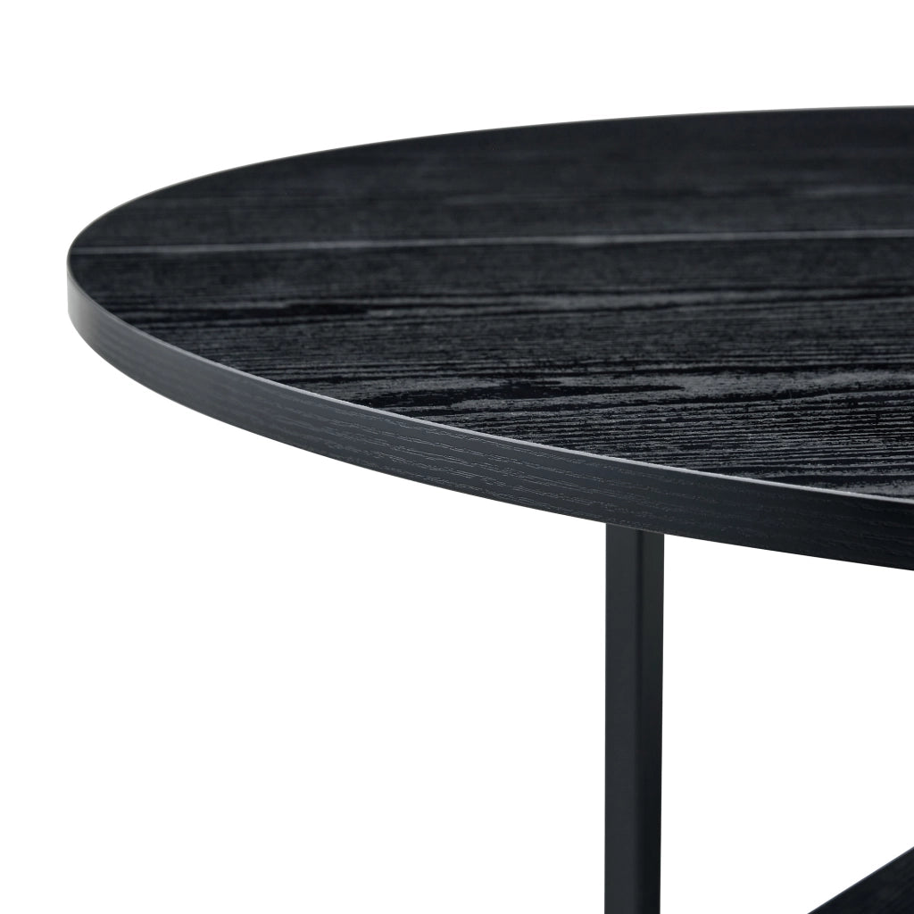 TAVOLO ROTONDO 107 cm Nero in MDF e Metallo con doppio piano