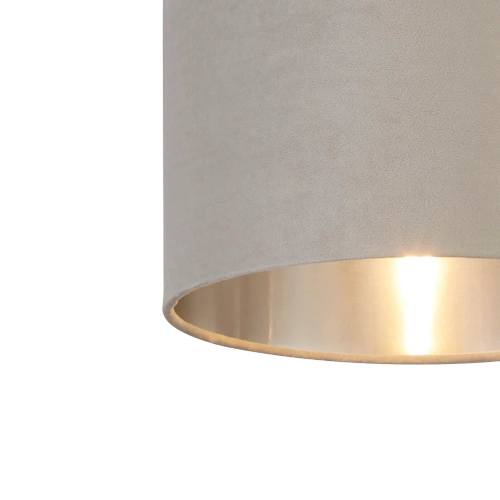 Paralume Contemporaneo Tamburo Acciaio Grigio Velluto Grigio 1 Luce D28Cm
