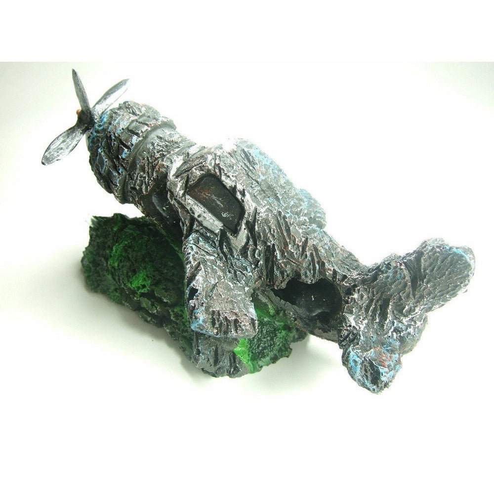 Trade Shop - Decorazione Per Acquario Rottame Aereo Con Elica Resina Pesci Acqua Ornamento -