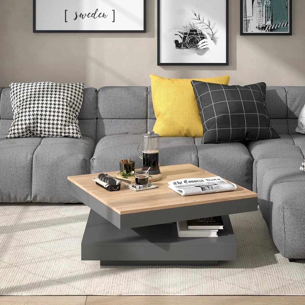 Tavolino da caffè Elias, Antracite, 70 x 70 cm, per l'utilizzo come superficie d'appoggio e per una suddivisione flessibile degli spazi