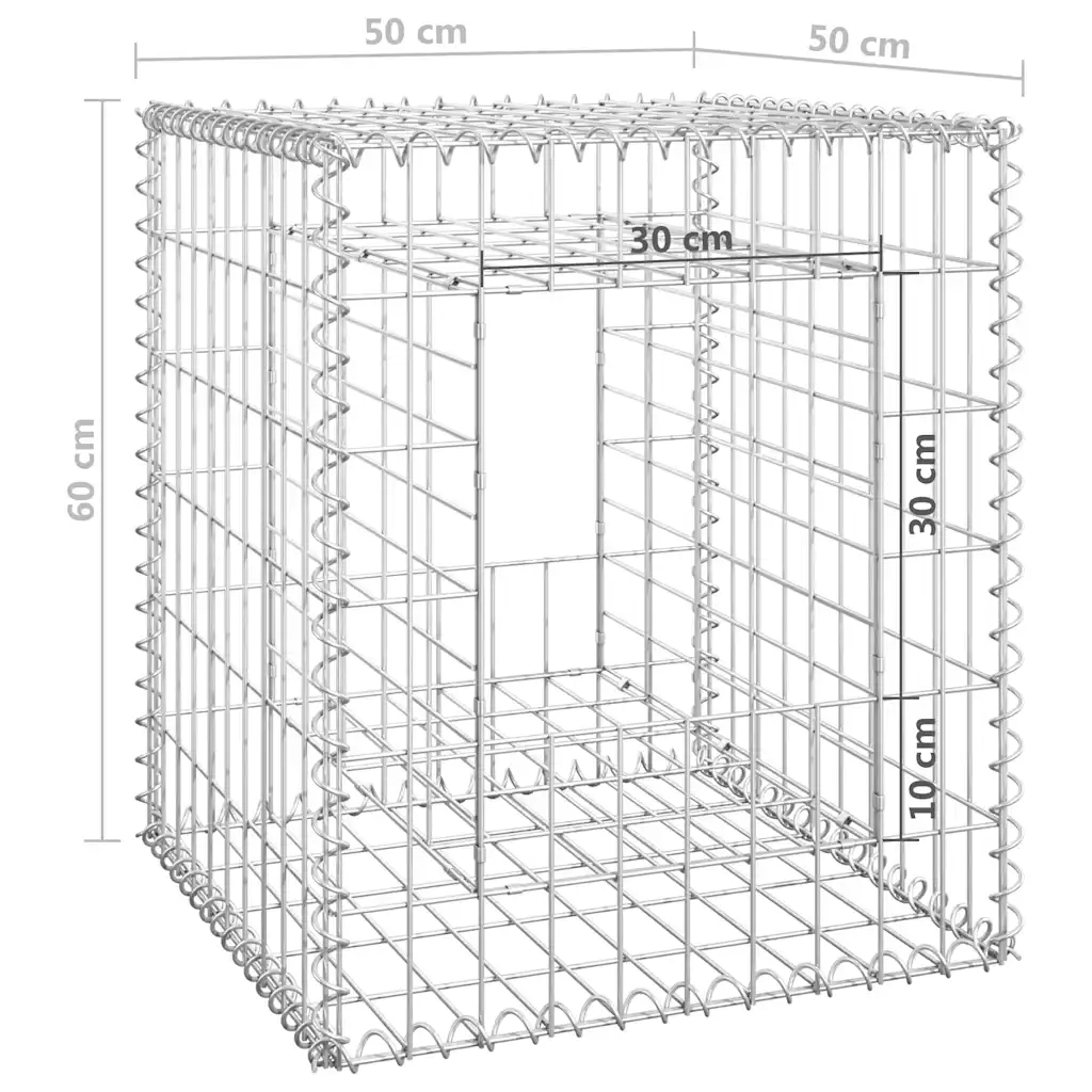 Cesto a Gabbione a Torre 50x50x60 cm in Ferro 151266