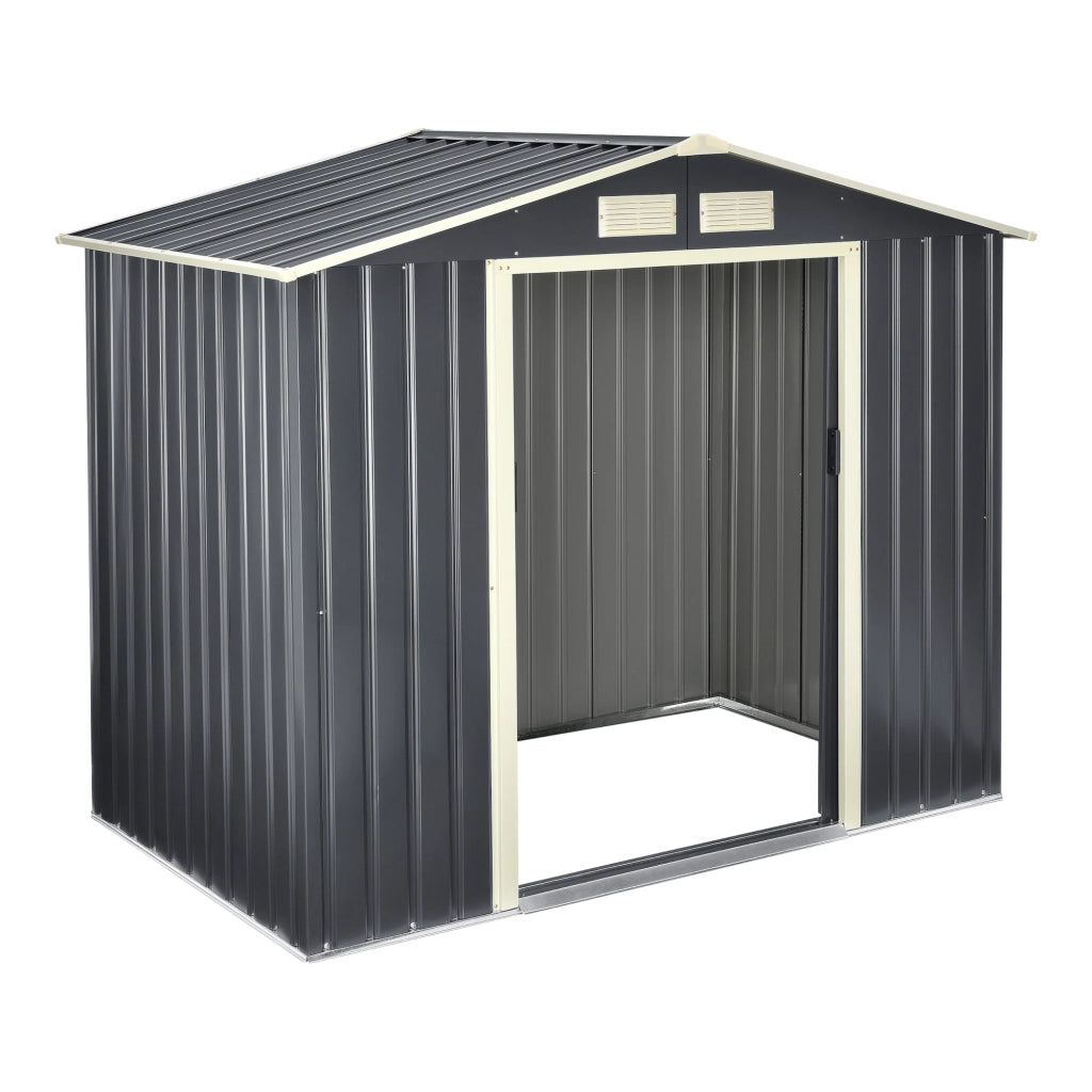 Casetta da giardino 213 x 127 x 185 cm tetto a due falde lamiere zincate grigio scuro 03_0007172