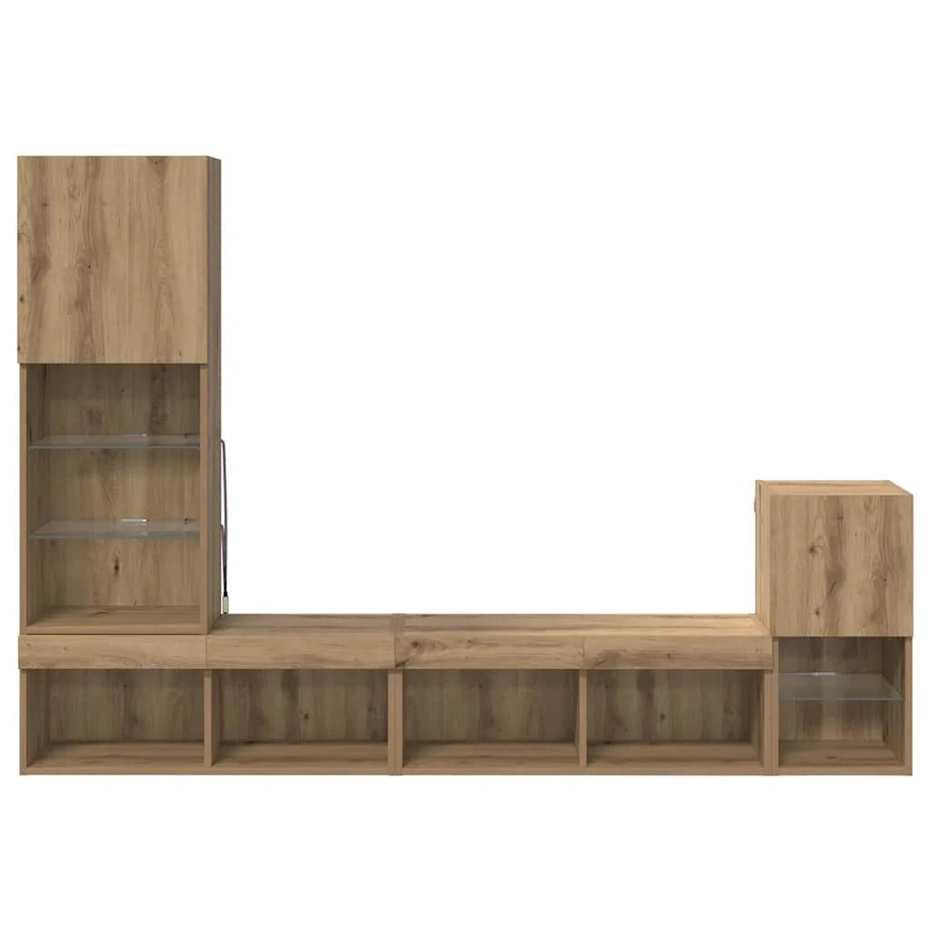 Mobile TV da parete dal design moderno con funzionale spazio di archiviazione 80 x 30 x 30 cm in legno di rovere ingegnerizzato finitura artigianale 02_0056095