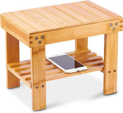 Scaffale per bambini in bambù - sgabello portatile con ripiano di deposito per cucina, bagno, camera da letto - leggero e antiscivolo