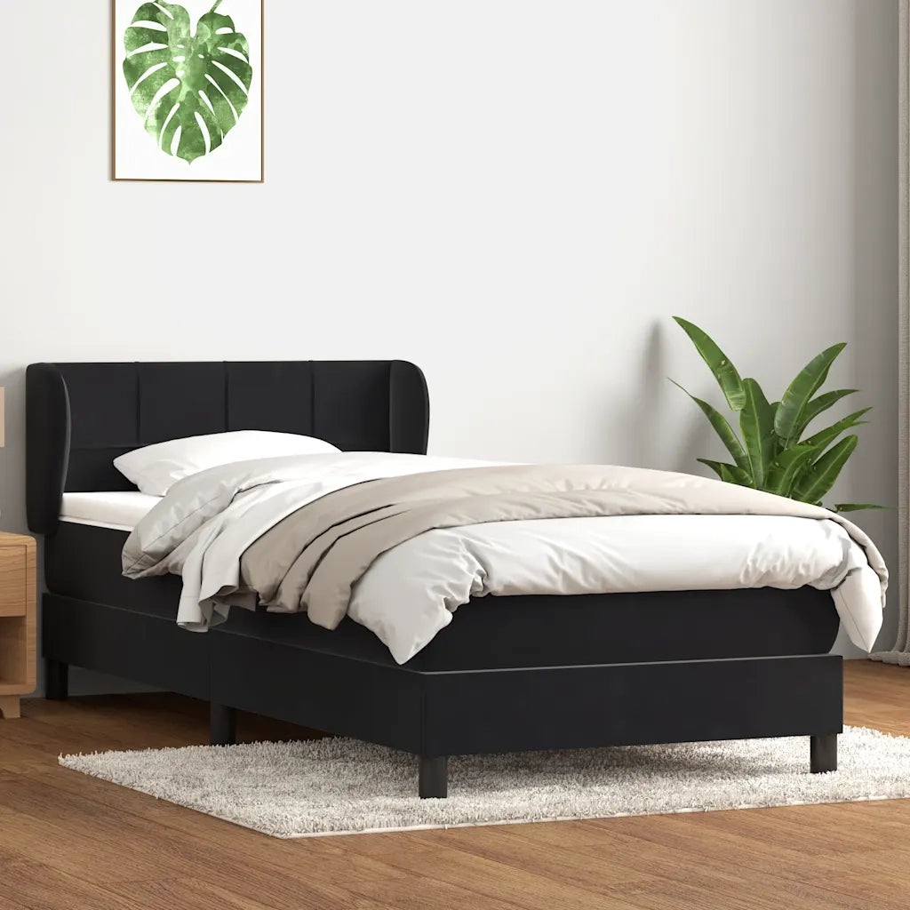 Giroletto a Molle con Materasso Nero 80x220 cm Velluto 3317549
