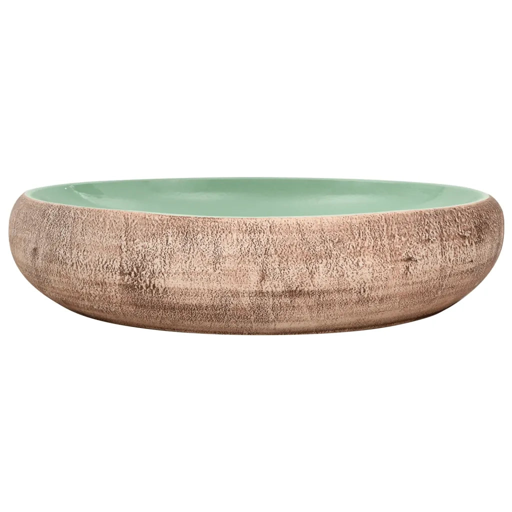 Lavabo da Appoggio Verde e Marrone Ovale 59x40x15 cm Ceramica CFW1014085