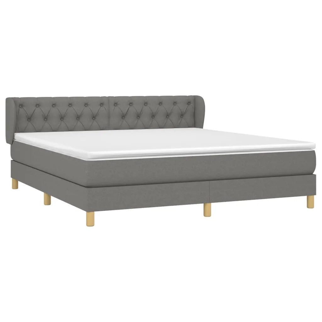 Giroletto a Molle con Materasso Grigio Scuro 160x200 cm Tessuto 3127054