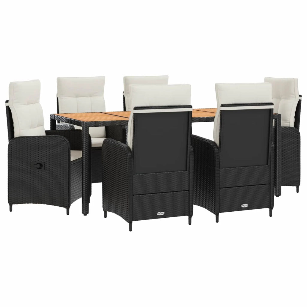 Set da pranzo per esterni 7 pz Nero e Bianco Crema 3422276
