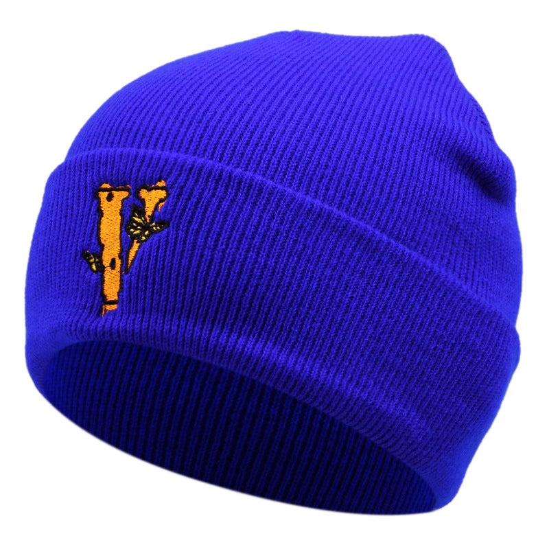Cappelli invernali caldi con ricamo a farfalla V, colore blu.