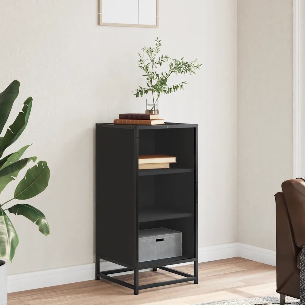 vidaXL Credenza Rovere Nera 35,5x35x76 cm in Truciolato e Metallo