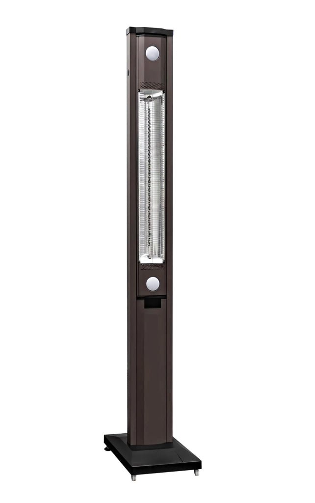 Stufa Elettrica ad infrarossi da Esterno 50x25x200 cm in Fibra di Carbonio con Luce Led Skyline Grigio Tortora