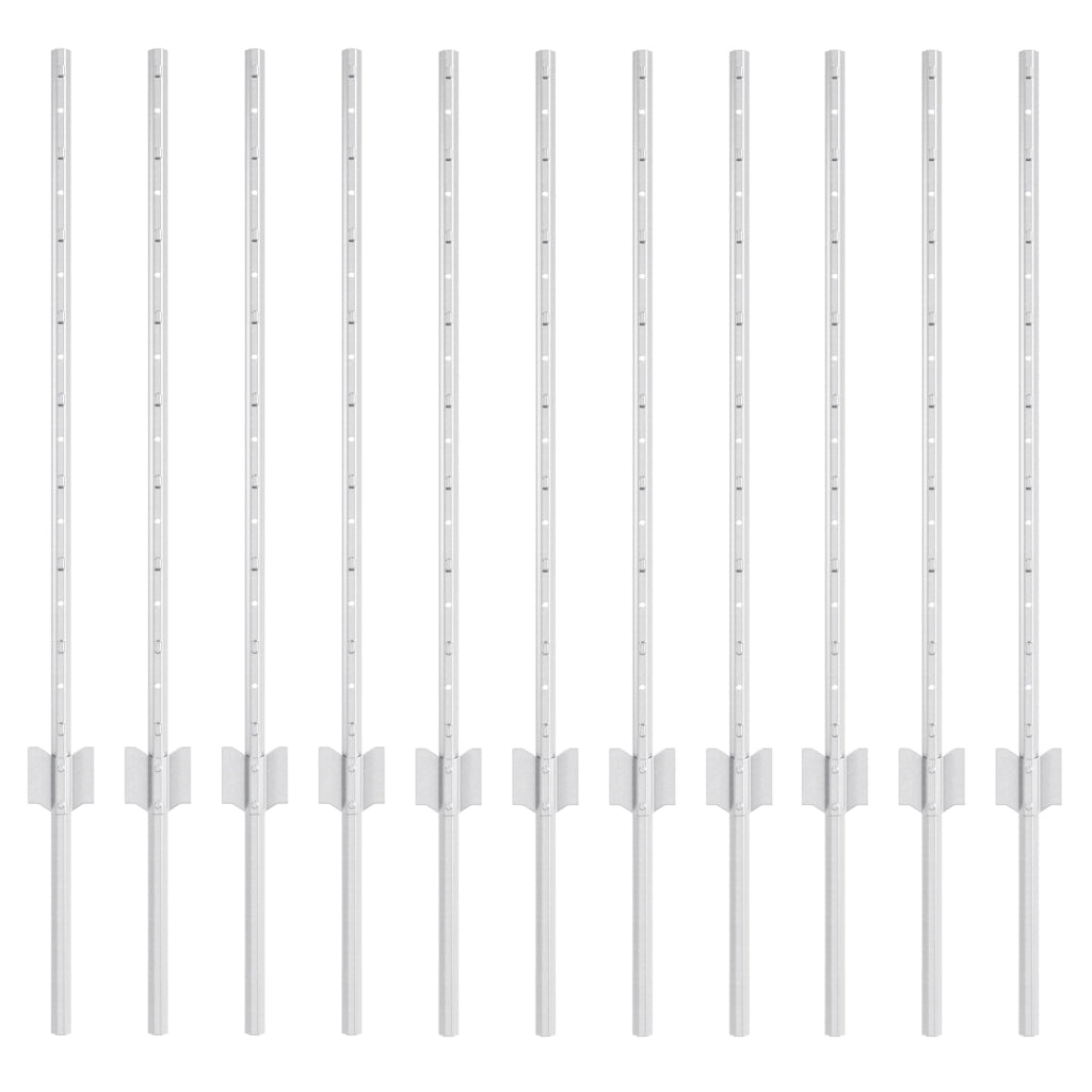 Pali per Recinzione 11 pcs U-Channel 80 cm Acciaio Zincato