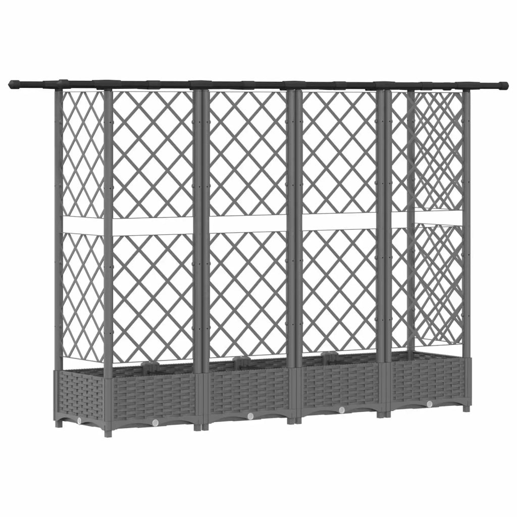 Letto Rialzato con Griglia e Tetto Grigio Chiaro PP 42032595