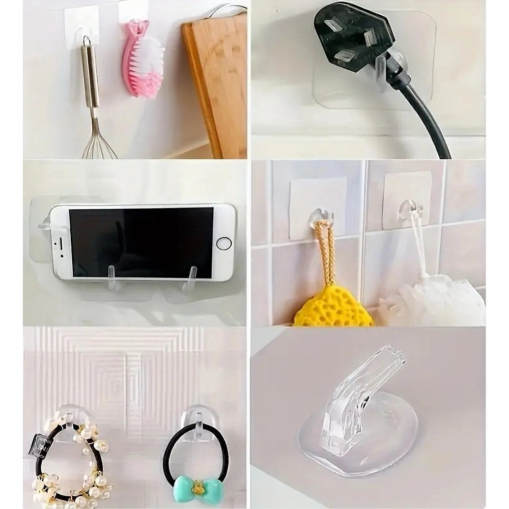 Trade Shop - Gancio Adesivo Trasparente Appendino Per Parete Cucina Bagno Attaccapanni 87754 -