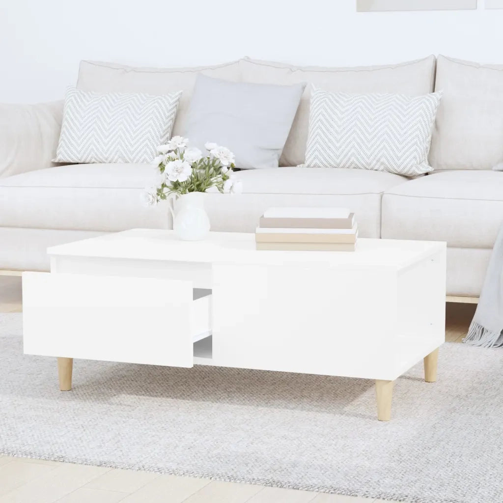 Tavolino da Salotto Bianco 90x50x36,5 cm in Legno Multistrato
