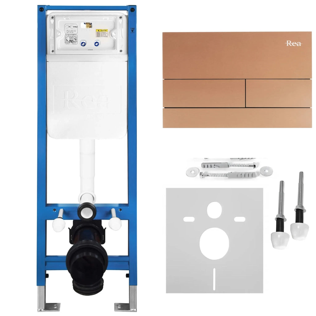 Set Telaio Da Incasso Per Wc Slim 024n Con Pulsante T Brush Copper