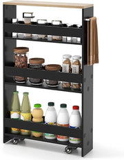 Trolley per cucina compatta su ruote con 4 livelli - Ripostiglio per angolo in cucina, bagno e soggiorno