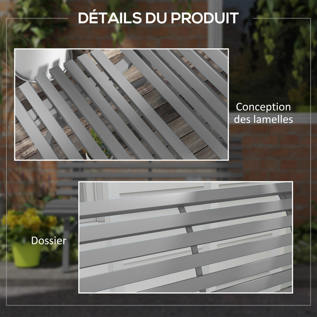 Panchina da giardino 2 posti ¨C zephmum ¨C alluminio grigio 123x67x79 cm