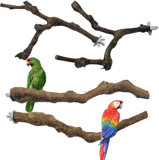 Giocattolo per Uccelli - Bastone Naturale per Uccelli - Bastone per Pappagallo - Bastone per Uccelli - Habitat per Animali Domestici - 23-30 cm di Lunghezza - Giocattolo per Uccelli