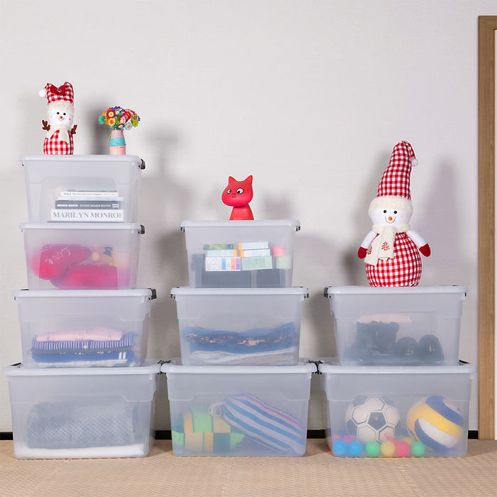 Set 4 Scatole Contenitori Salvaspazio Porta Oggetti da 30L Portaoggetti in Plastica Trasparente