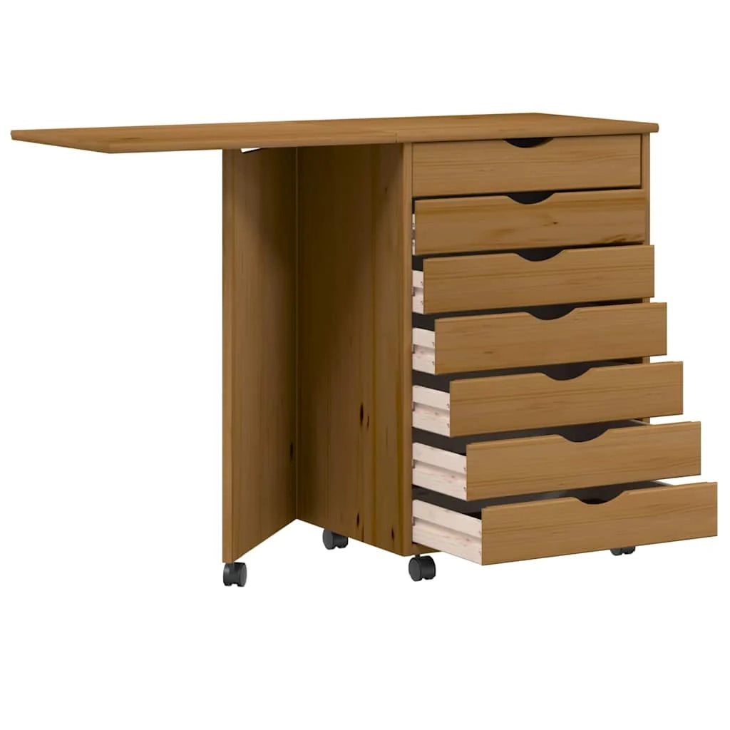 Mobiletto con scrivania pieghevole design pratico contenitore per ufficio 105,5 x 39 x 74,5 cm legno di pino color miele 02_0057658