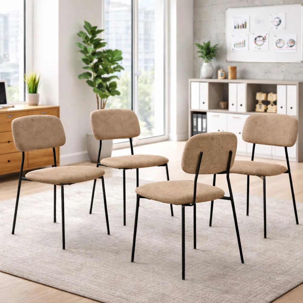 Set 4 Sedie Tortora Parigi in Tessuto con Struttura in Metallo Seduta Ergonomica