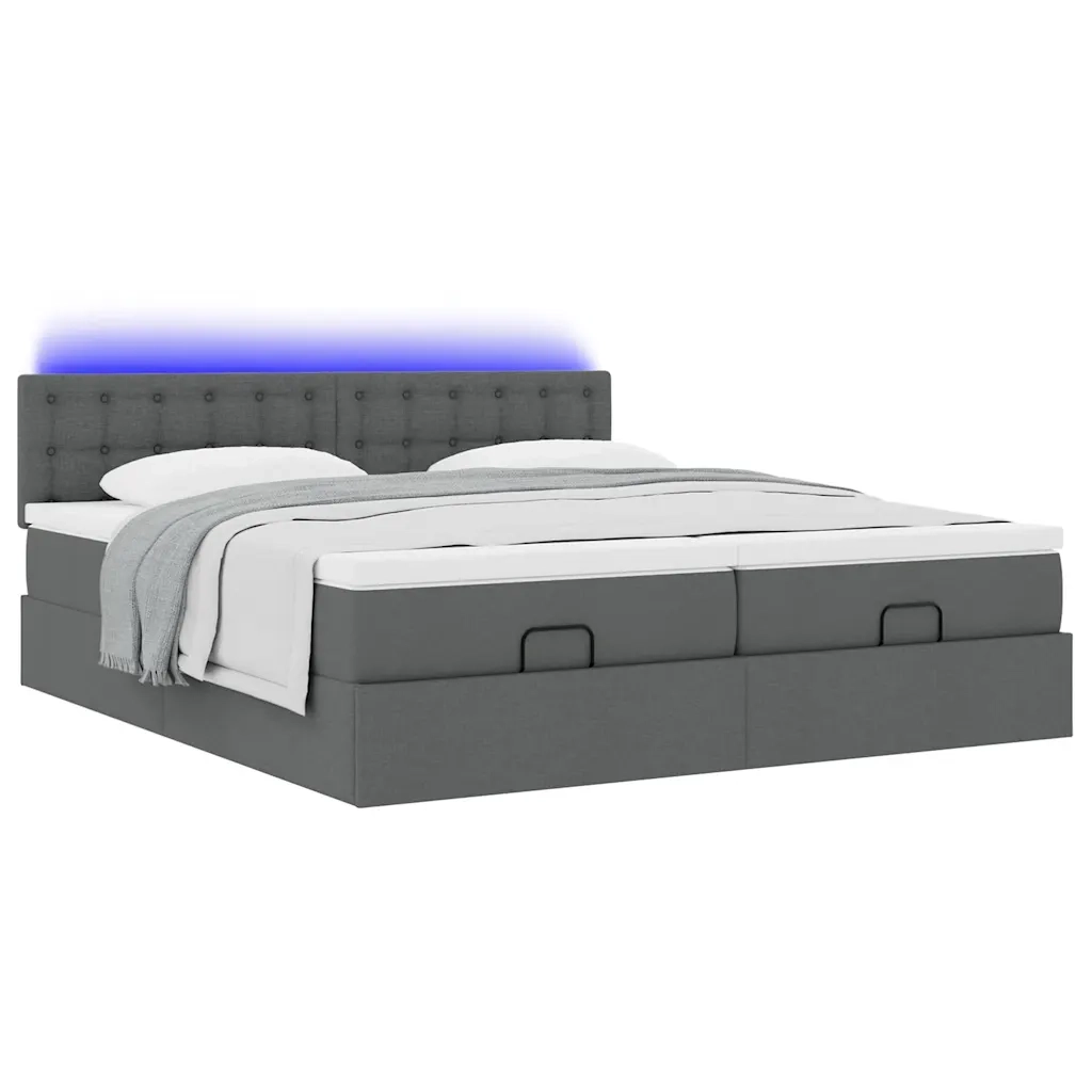 Struttura Letto Pouf con Materassi 200x200 cm in Tessuto 3312893