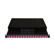 Pannello fibra ottica 19 con 24 adattatori lc duplex om4 profondita 250 mm colore nero - LK24LC4