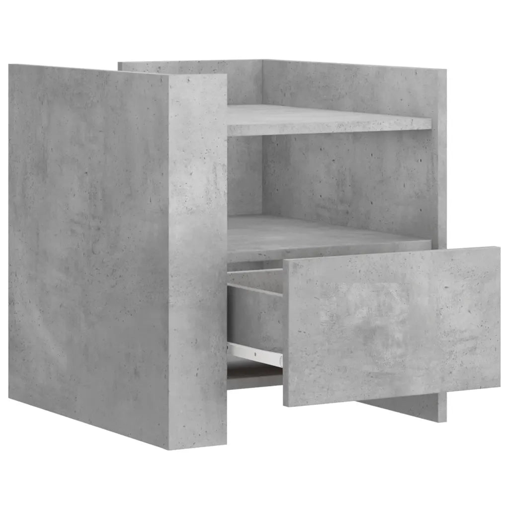 Comodino | Armadio da Notte | Mobiletto da notte Grigio Cemento 45x50x50 cm in Truciolato