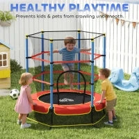 Trampolino per Bambini con Tappeto Elastico, Rete di Sicurezza e Pali Imbottiti, Età 3-10 Anni, Blu