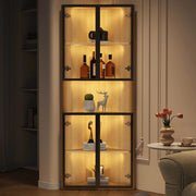 Vetrina LED con Ripiani in Vetro ¨C Xylo ¨C Rovere, 62x32x160cm