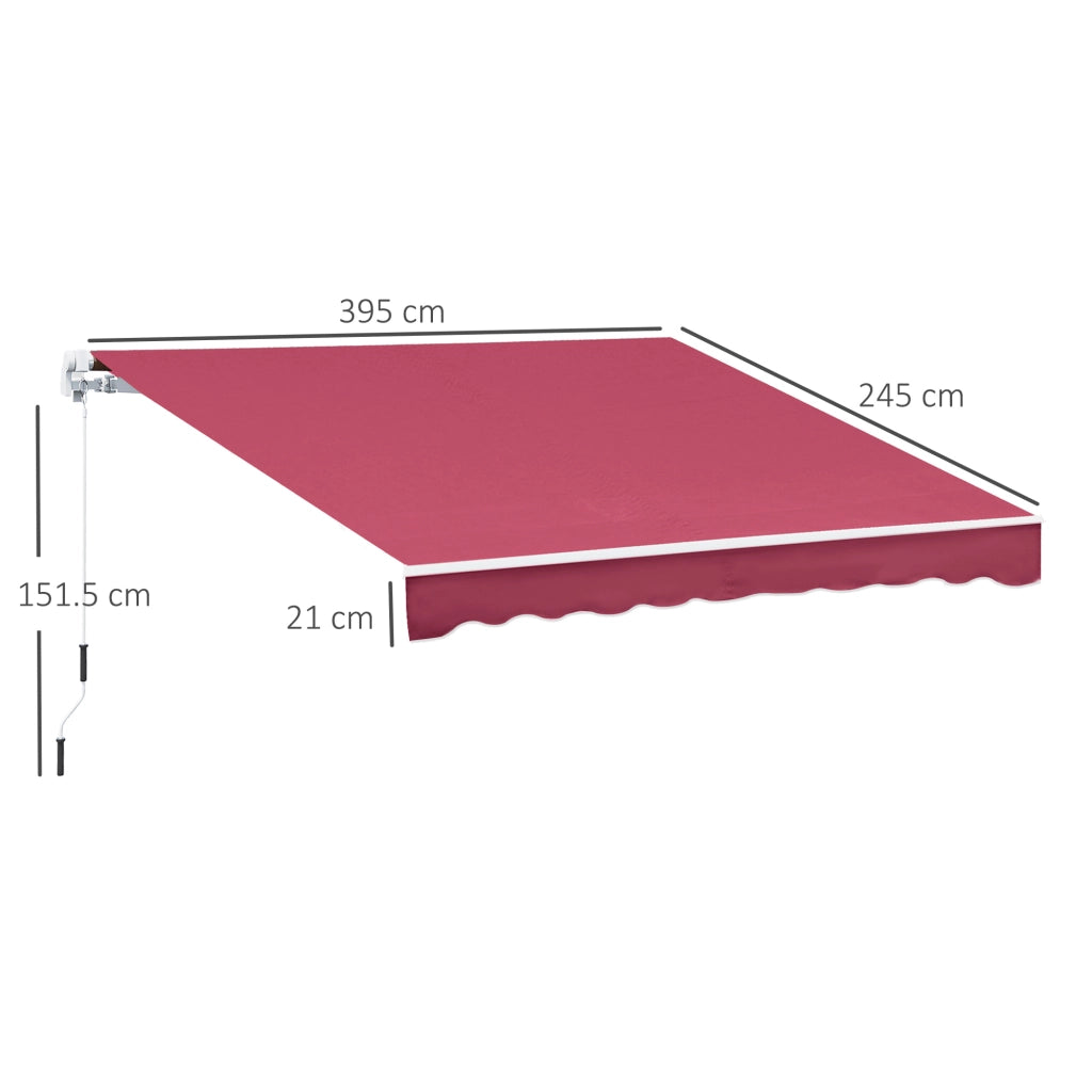 Tenda da Sole Esterno Avvolgibile ¨C zephmum ¨C 4x2.5m Rosso Scuro Metallo Alluminio