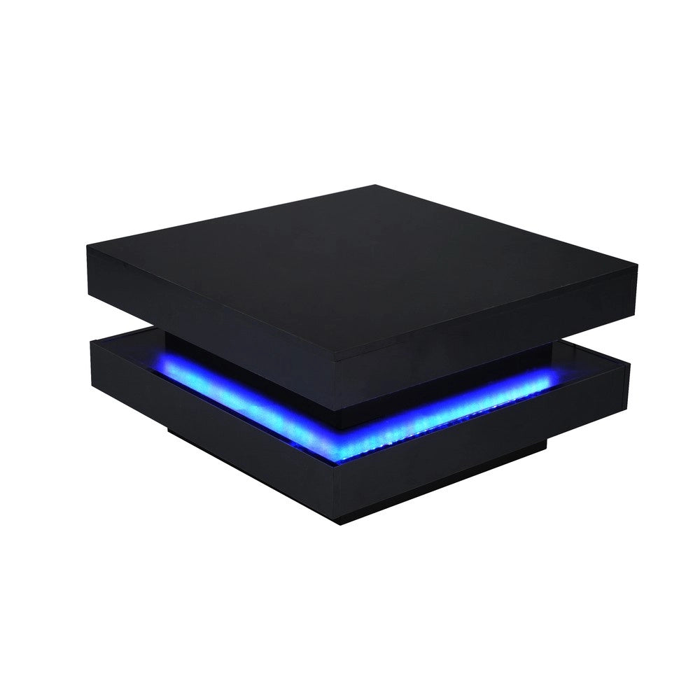Tavolino da Caff¨¨ Quadrato con LED ¨C MINIMAL ¨C Nero, 70x70x36 cm