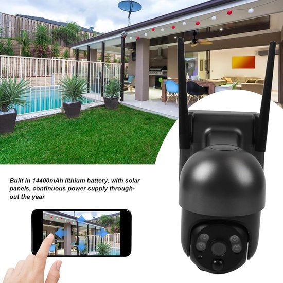 Casa Sicura 4G LTE Camera di Sicurezza Solare - Archiviazione Cloud - Camera Wi-Fi per la Casa - Allarme PIR - Batteria 14400mAh.