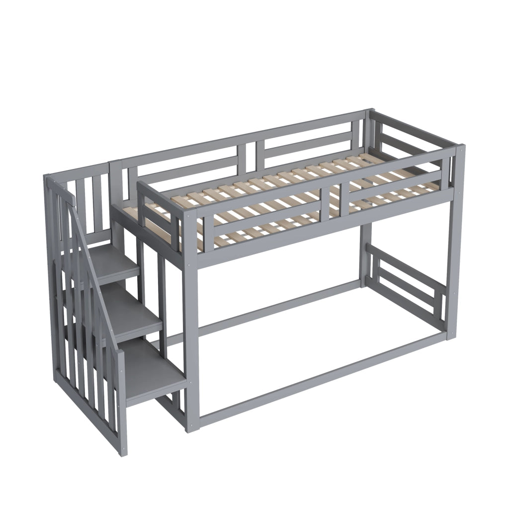 LETTO A CASTELLO per bambini 90 x 200 cm con scala di sicurezza, grigio
